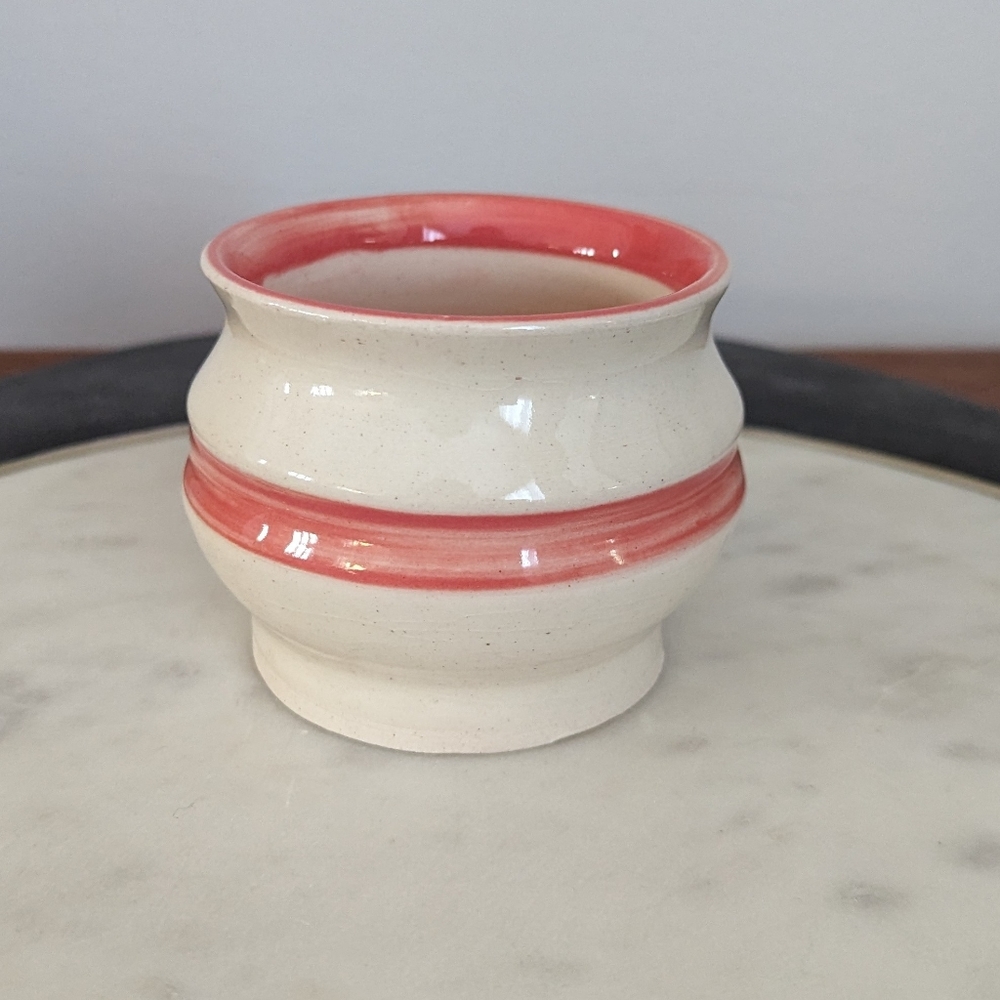 Vintage Studio Pottery Small Planter Coral Glaze